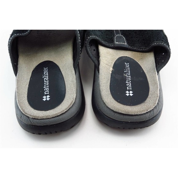 Naturalizer Size 6 M Black Slides Leather Women Sandal Shoes - Picture 5 of 7